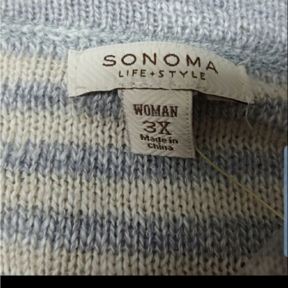 Sonoma Beige Striped Tunic Sweater - Picture 8 of 8